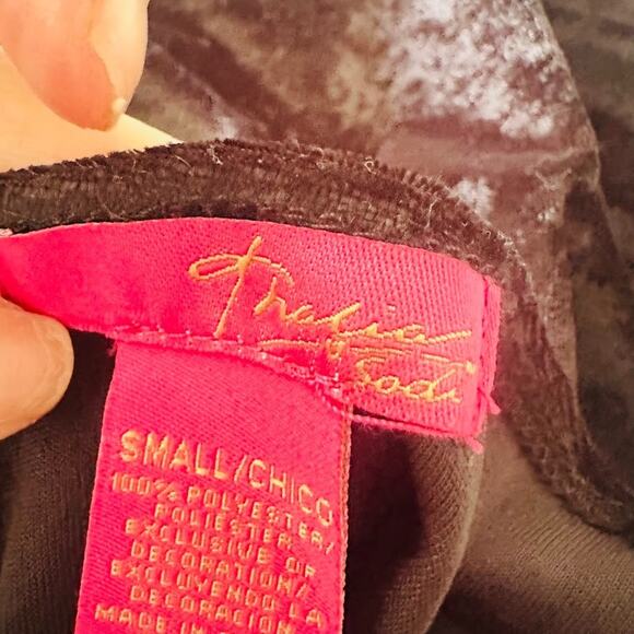 Thalia Sodi Y2K Black Velvet Lace Trim Cami Tank Top Small Whimsigoth Witchy - Picture 4 of 7